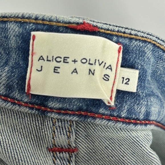 Alice Olivia Flare Denim Skirt Womens Size 12 Nala Godet Maxi Floor Length Avery - Picture 5 of 16